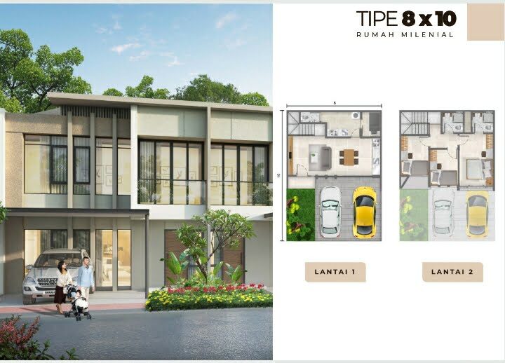 Rumah milenial pik 2 tipe 8x10 layout