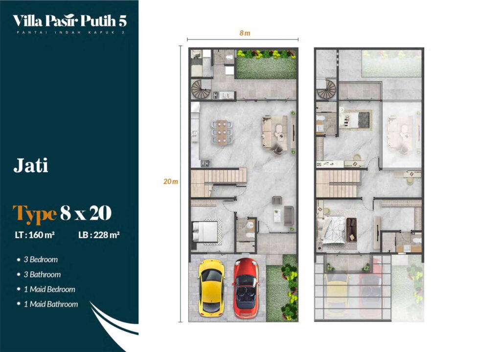 Villa Pasir Putih 5 Residence PIK 2 Double Ceiling Tipe 8x20 layout